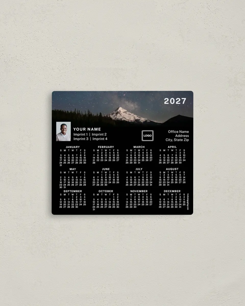 This is a 3½" x 4" Full Magnet Calendar called Scenic Height printed in full color with a Standard Gloss finish