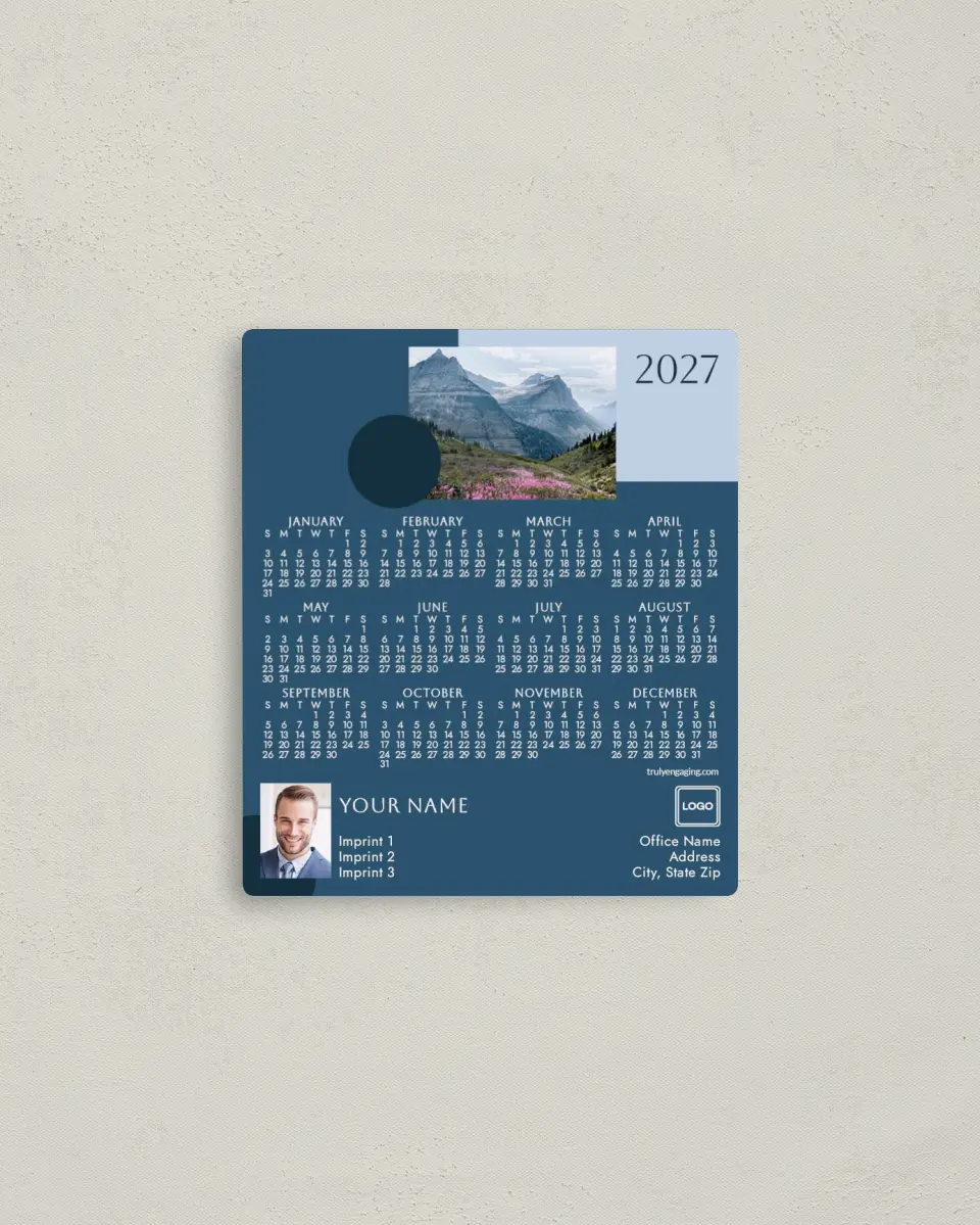 This is a 3½" x 4" Full Magnet Calendar called Scenic Spot printed in full color with a Standard Gloss finish