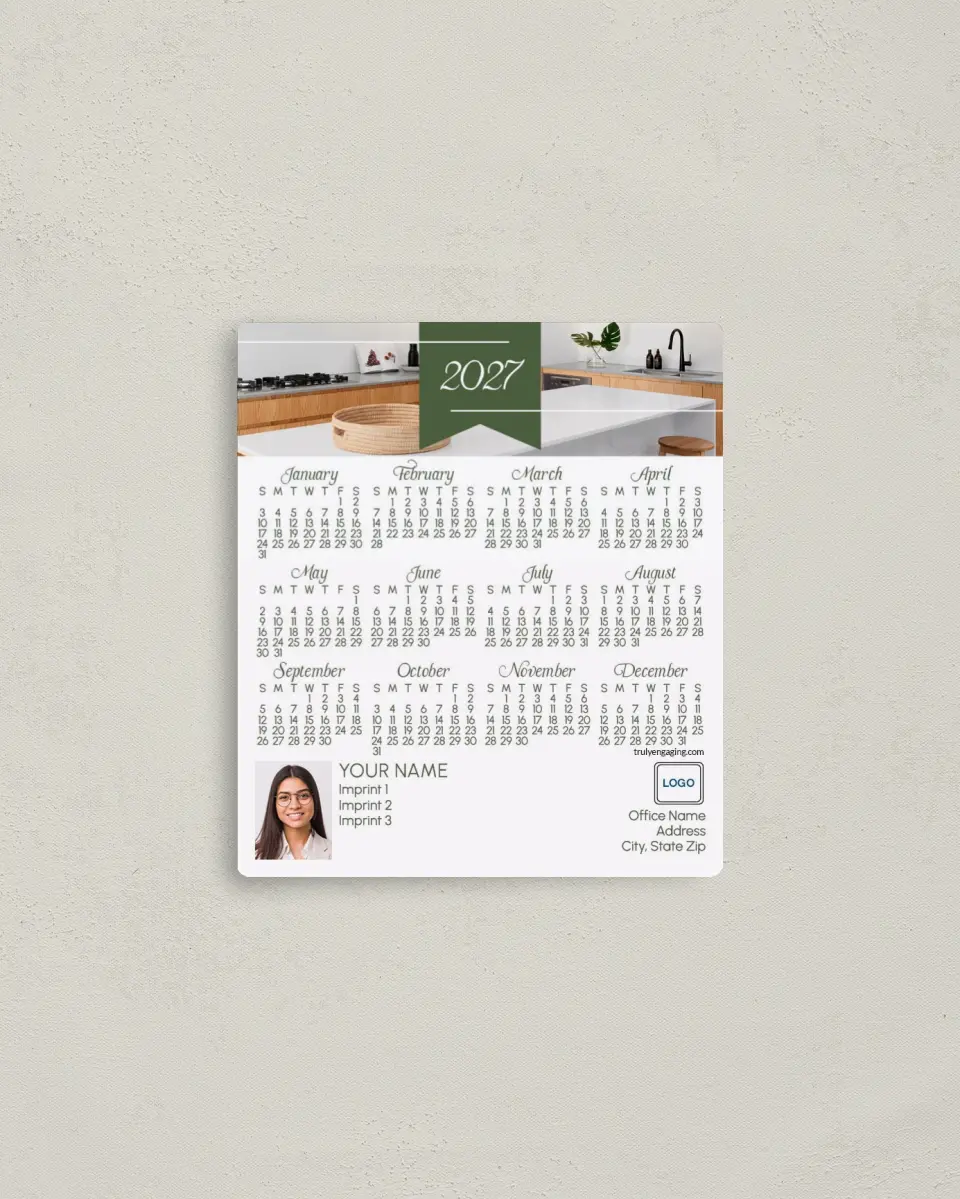 This is a 3½" x 4" Full Magnet Calendar called Year Pennant printed in full color with a Standard Gloss finish