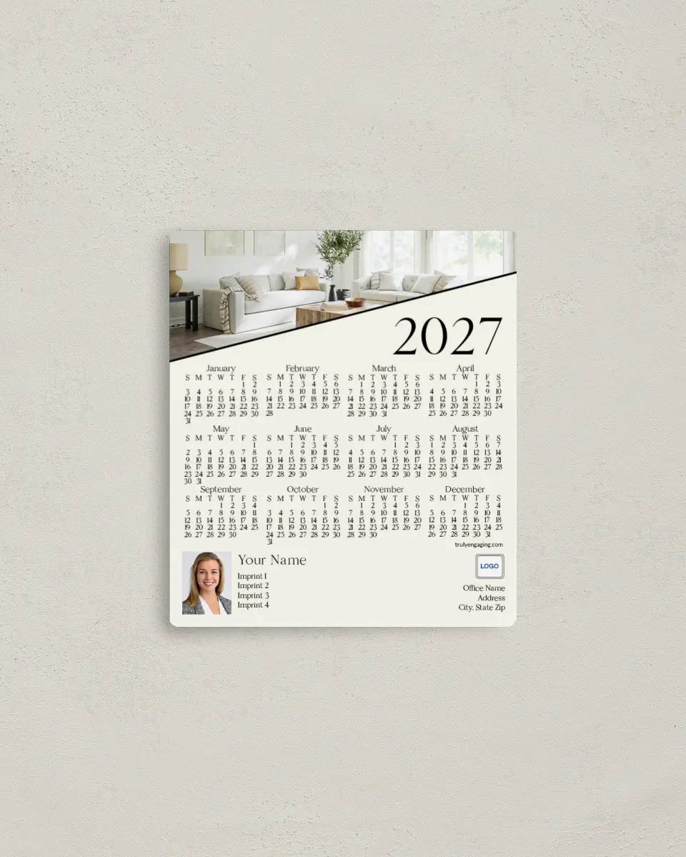 This is a 3½" x 4" Full Magnet Calendar called Diagonal Dates printed in full color with a Standard Gloss finish