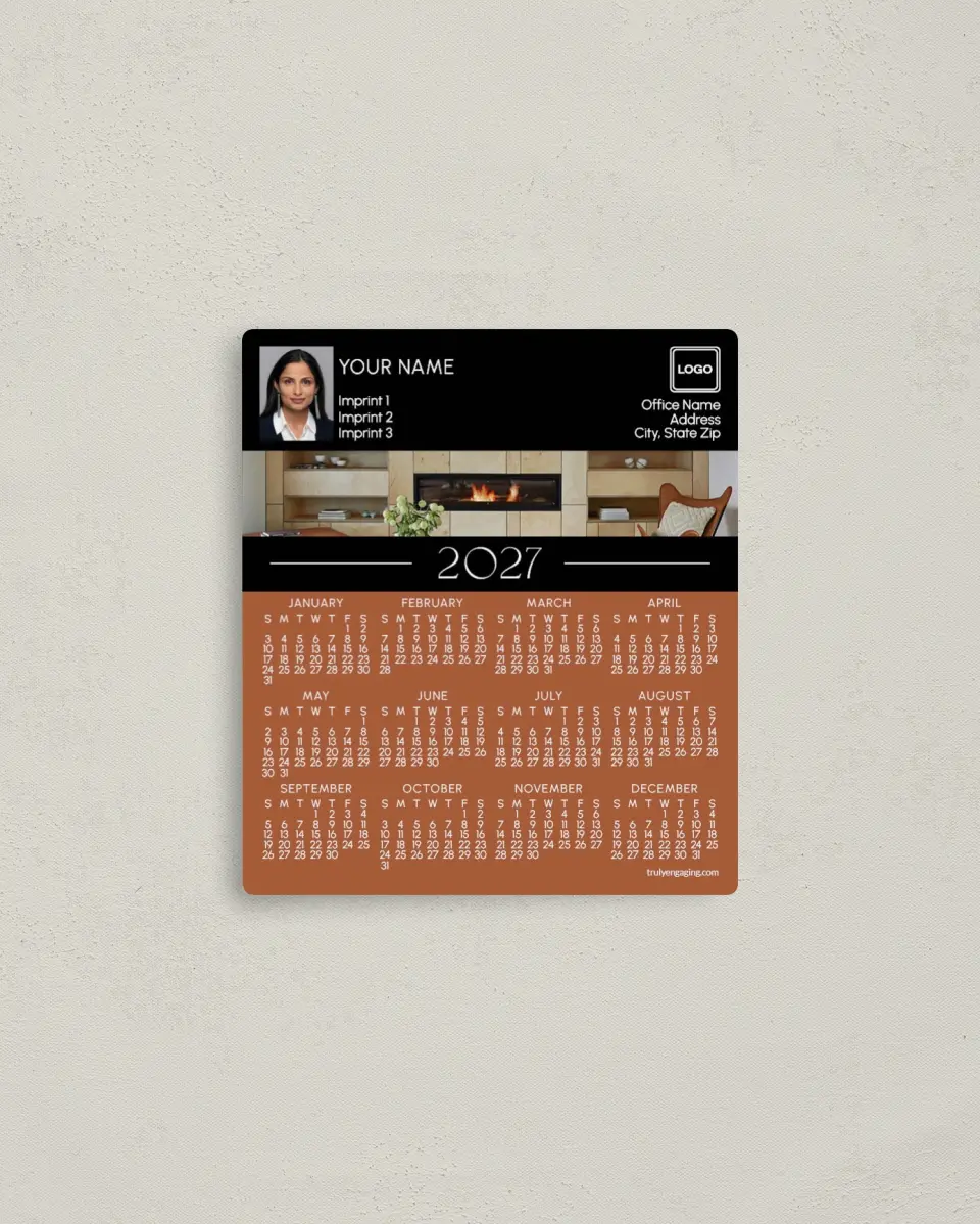 This is a 3½" x 4" Full Magnet Calendar called Flashy Fire printed in full color with a Standard Gloss finish