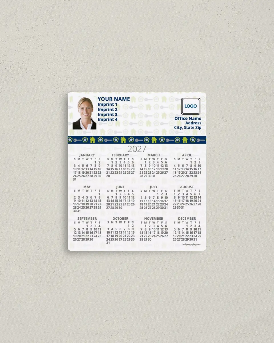 This is a 3½" x 4" Full Magnet Calendar called House and Keys printed in full color with a Standard Gloss finish