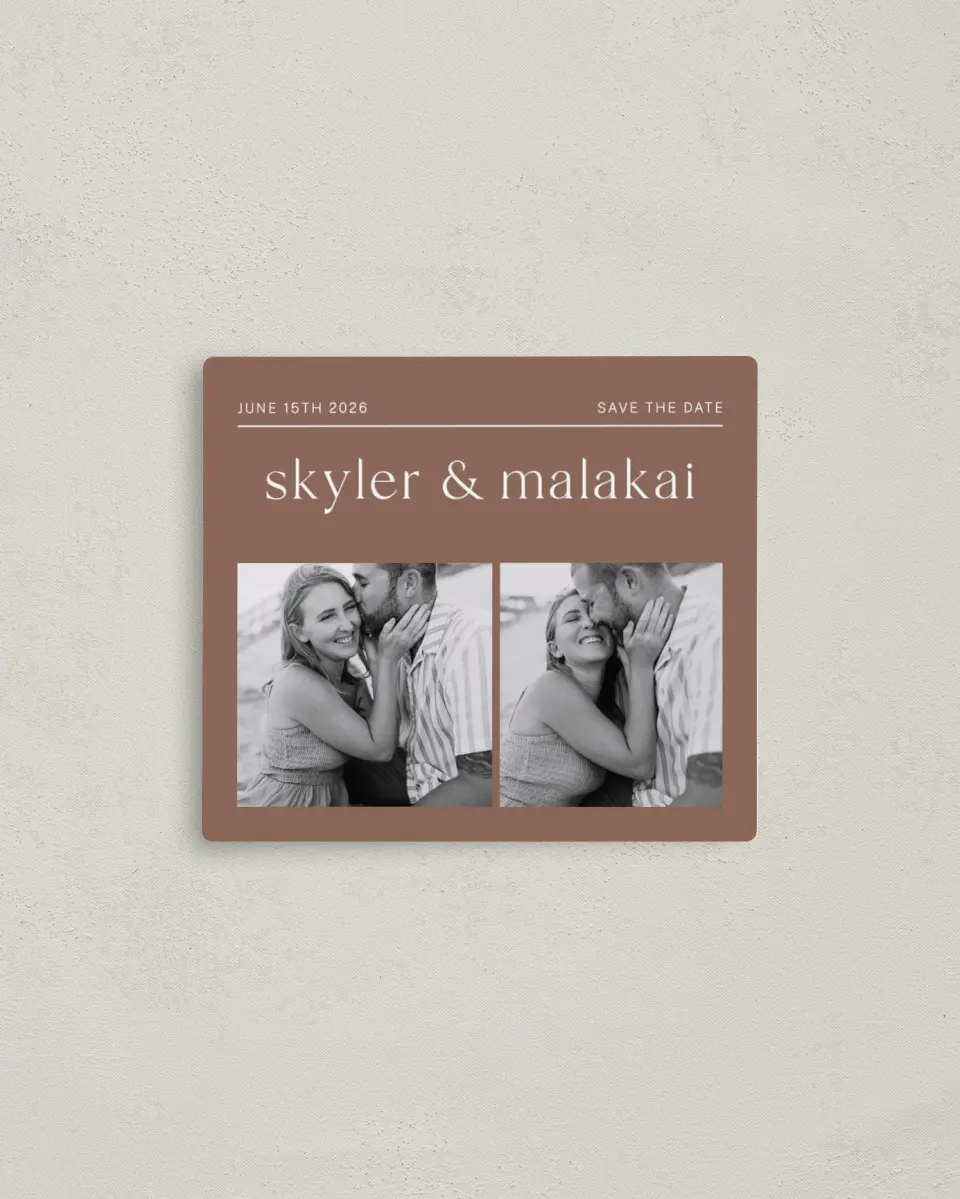 This is a 3½" x 4" Save the Date Magnet called Always You! printed in full color with a Luxe Satin finish