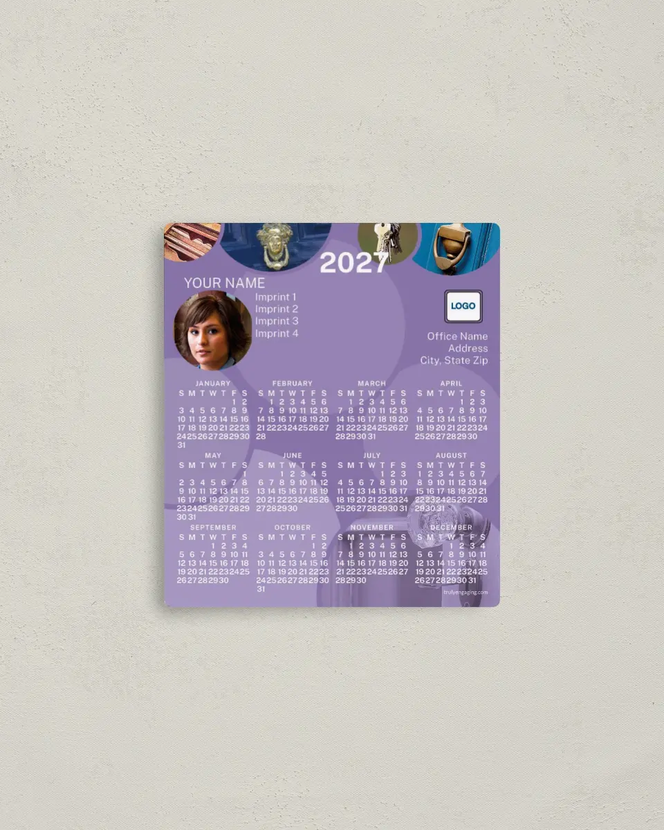This is a 3½" x 4" Full Magnet Calendar called Circle Design printed in full color with a Standard Gloss finish