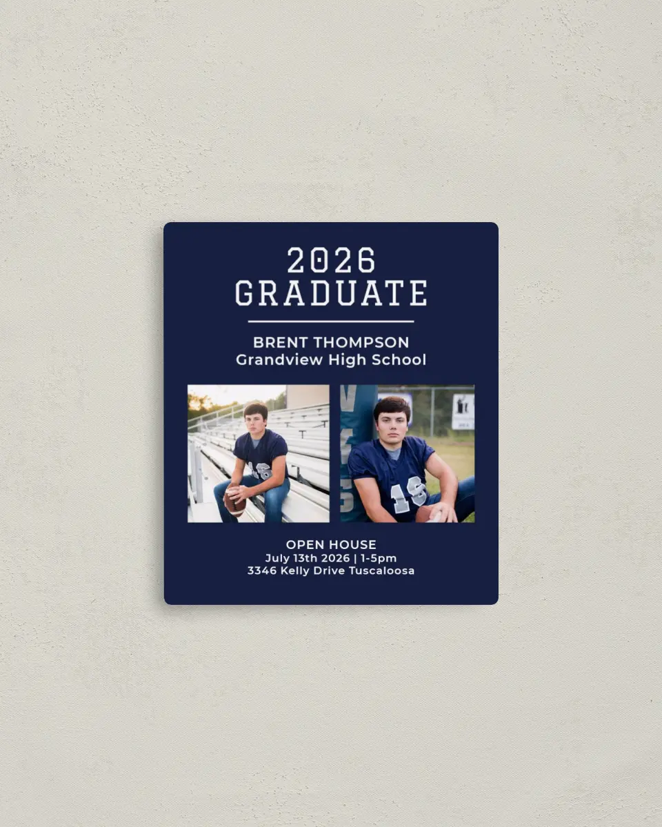 This is a 3½" x 4" Graduation Announcement Magnet called Classic Celebration printed in full color with a Luxe Satin finish