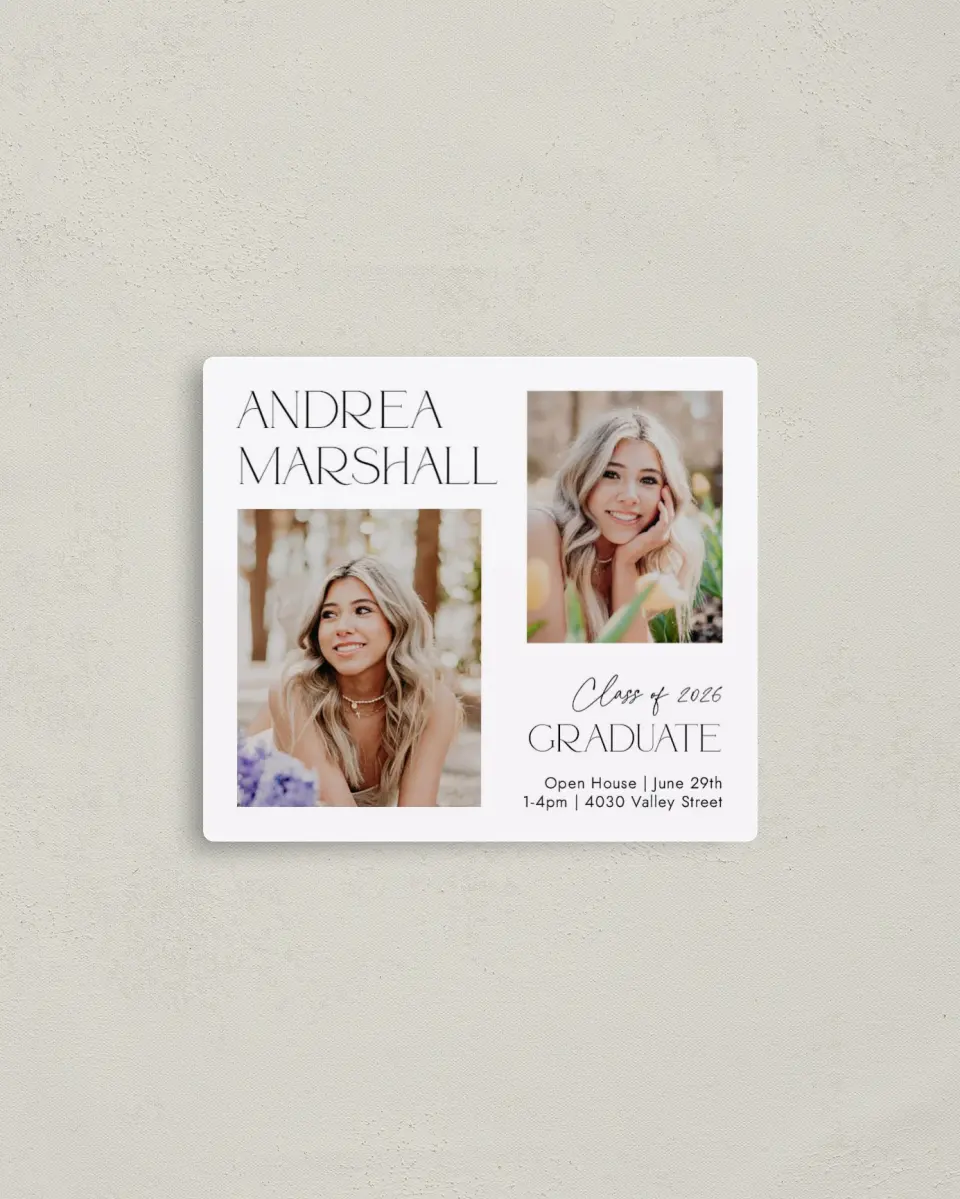 This is a 3½" x 4" Graduation Announcement Magnet called Love This Little Life printed in full color with a Luxe Satin finish
