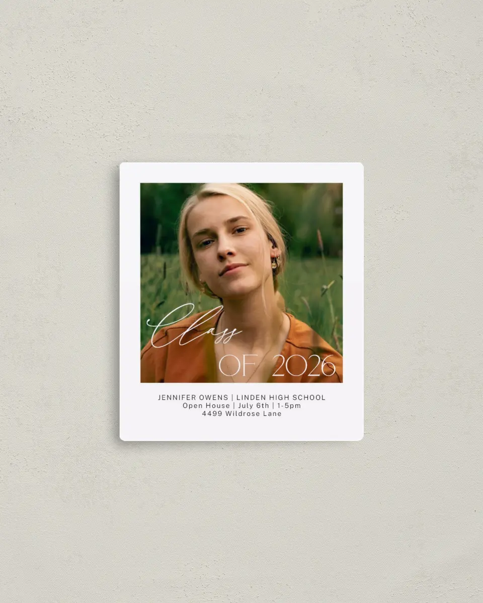 This is a 3½" x 4" Graduation Announcement Magnet called Future Is Now printed in full color with a Luxe Satin finish
