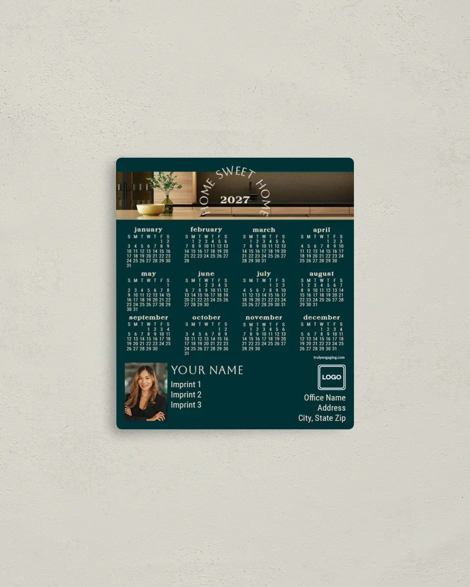 This is a 3½" x 4" Full Magnet Calendar called Interior Inspiration printed in full color with a Standard Gloss finish