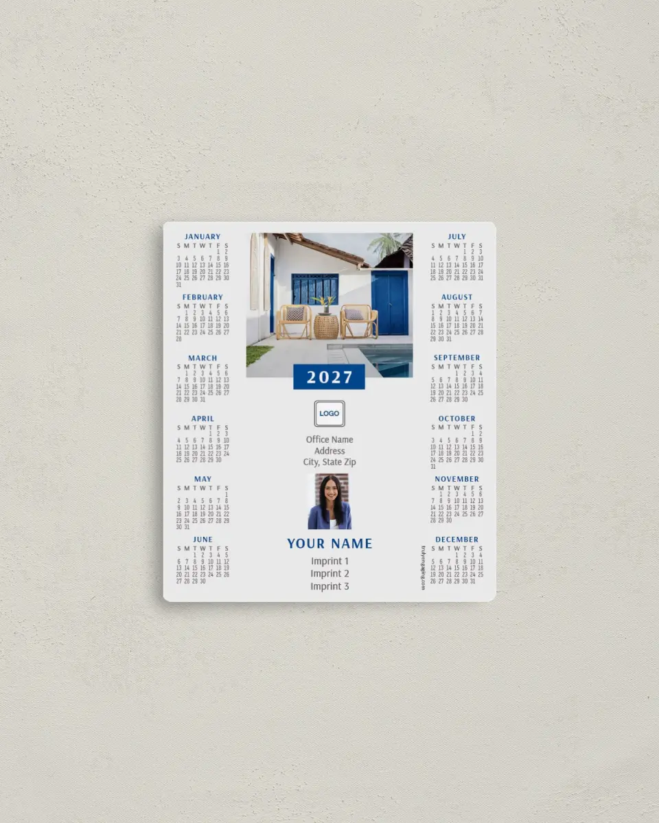 This is a 3½" x 4" Full Magnet Calendar called Poolside Oasis printed in full color with a Standard Gloss finish