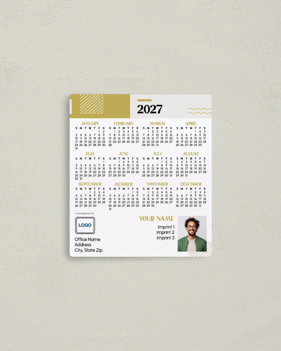 This is a 3½" x 4" Full Magnet Calendar called Contemporary Comfort printed in full color with a Standard Gloss finish