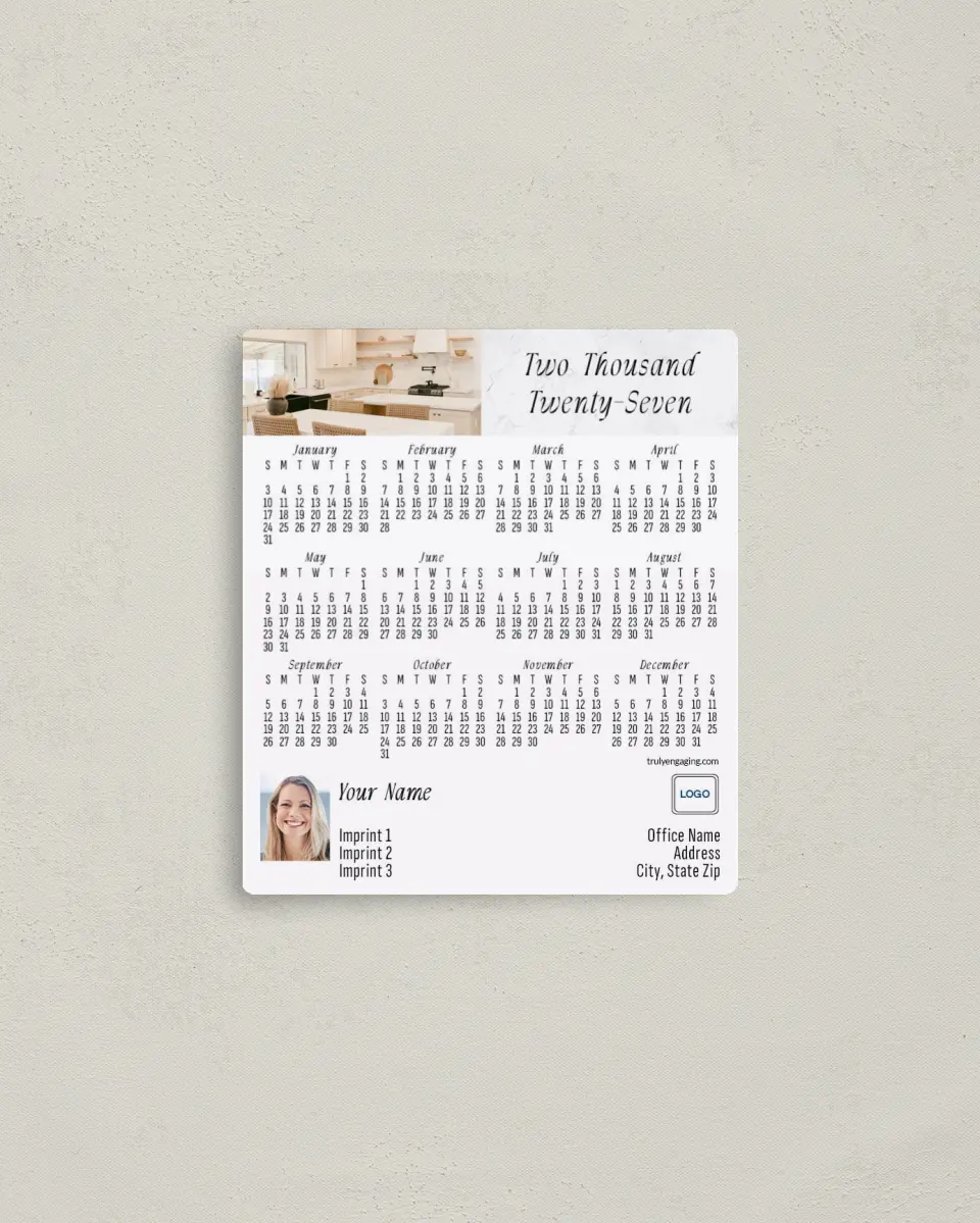 This is a 3½" x 4" Full Magnet Calendar called Home Dining printed in full color with a Standard Gloss finish