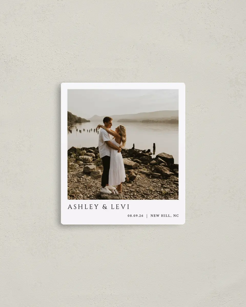 This is a 3½" x 4" Save the Date Magnet called Classic Romance printed in full color with a Luxe Satin finish