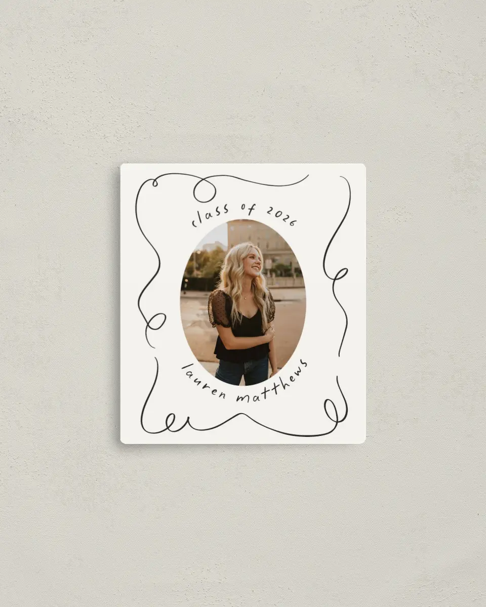 This is a 3½" x 4" Graduation Announcement Magnet called Free to be printed in full color with a Luxe Satin finish