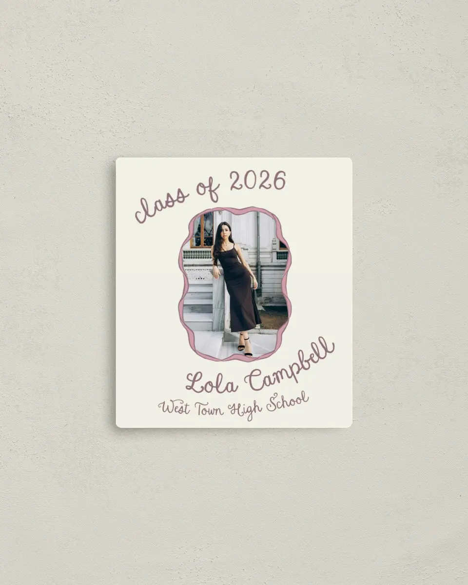 This is a 3½" x 4" Graduation Announcement Magnet called Wrapped in Success printed in full color with a Luxe Satin finish