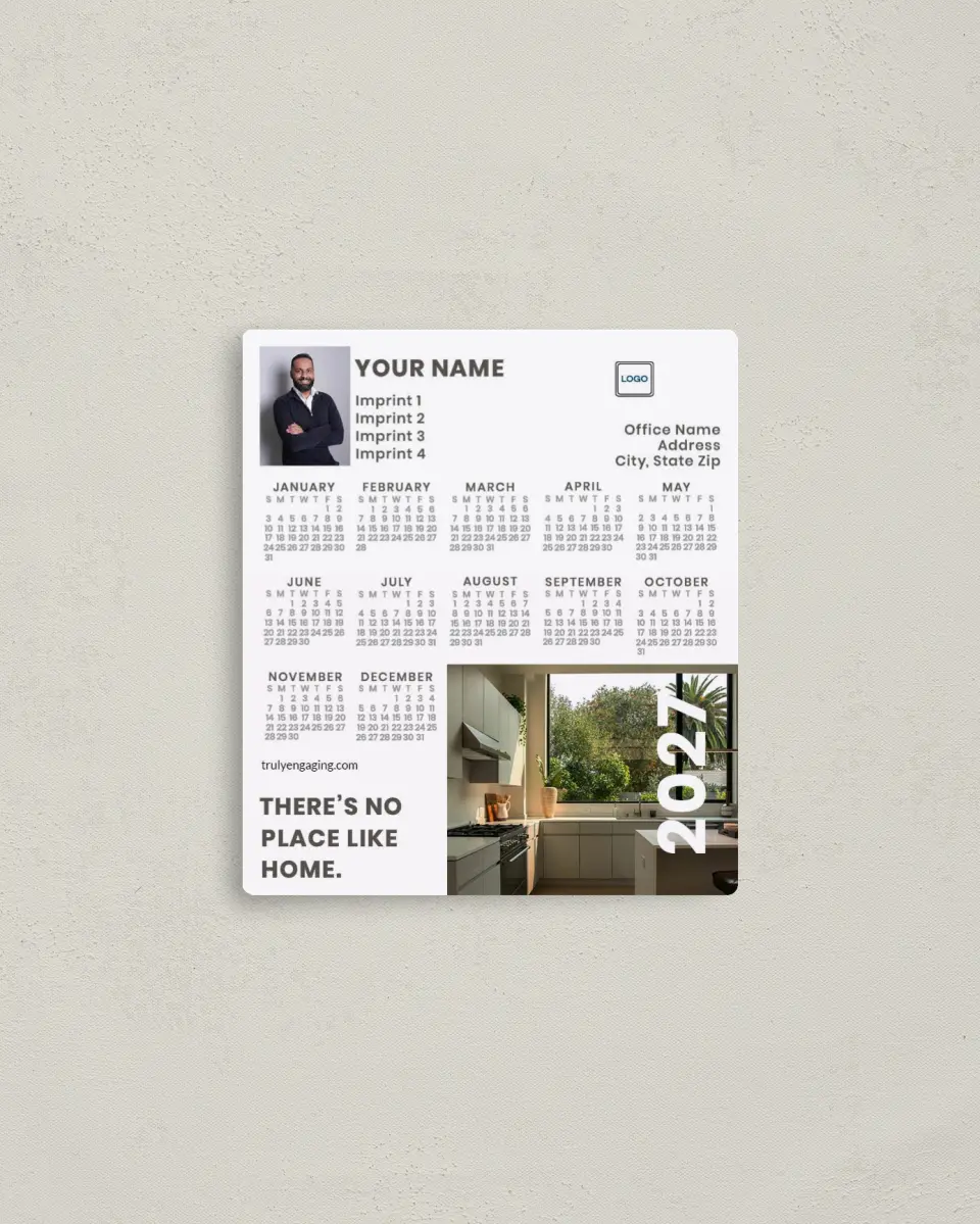 This is a 3½" x 4" Full Magnet Calendar called No Place Like Home printed in full color with a Standard Gloss finish