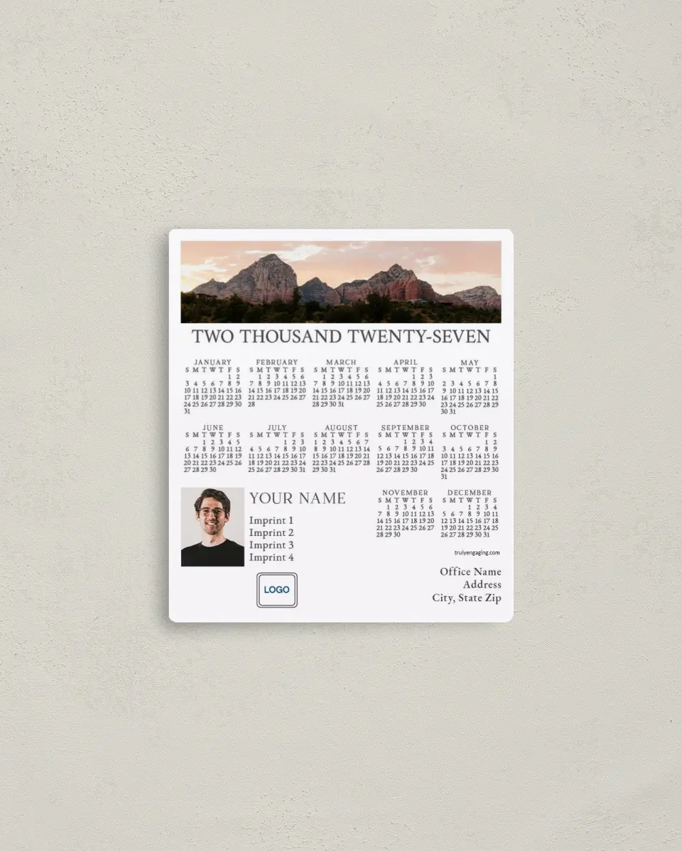 This is a 3½" x 4" Full Magnet Calendar called Climbing HIgher printed in full color with a Standard Gloss finish