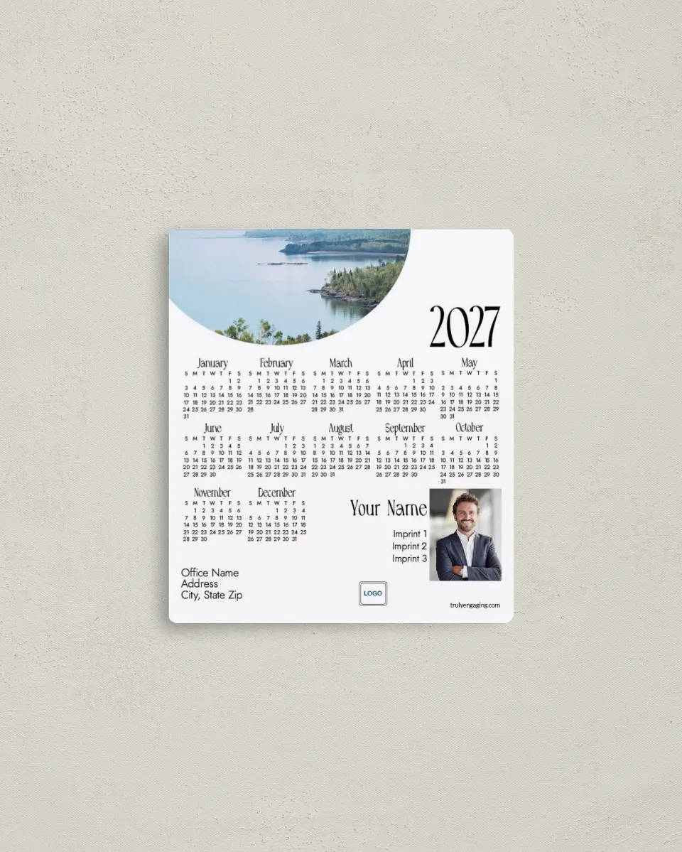 This is a 3½" x 4" Full Magnet Calendar called Great Lake printed in full color with a Standard Gloss finish