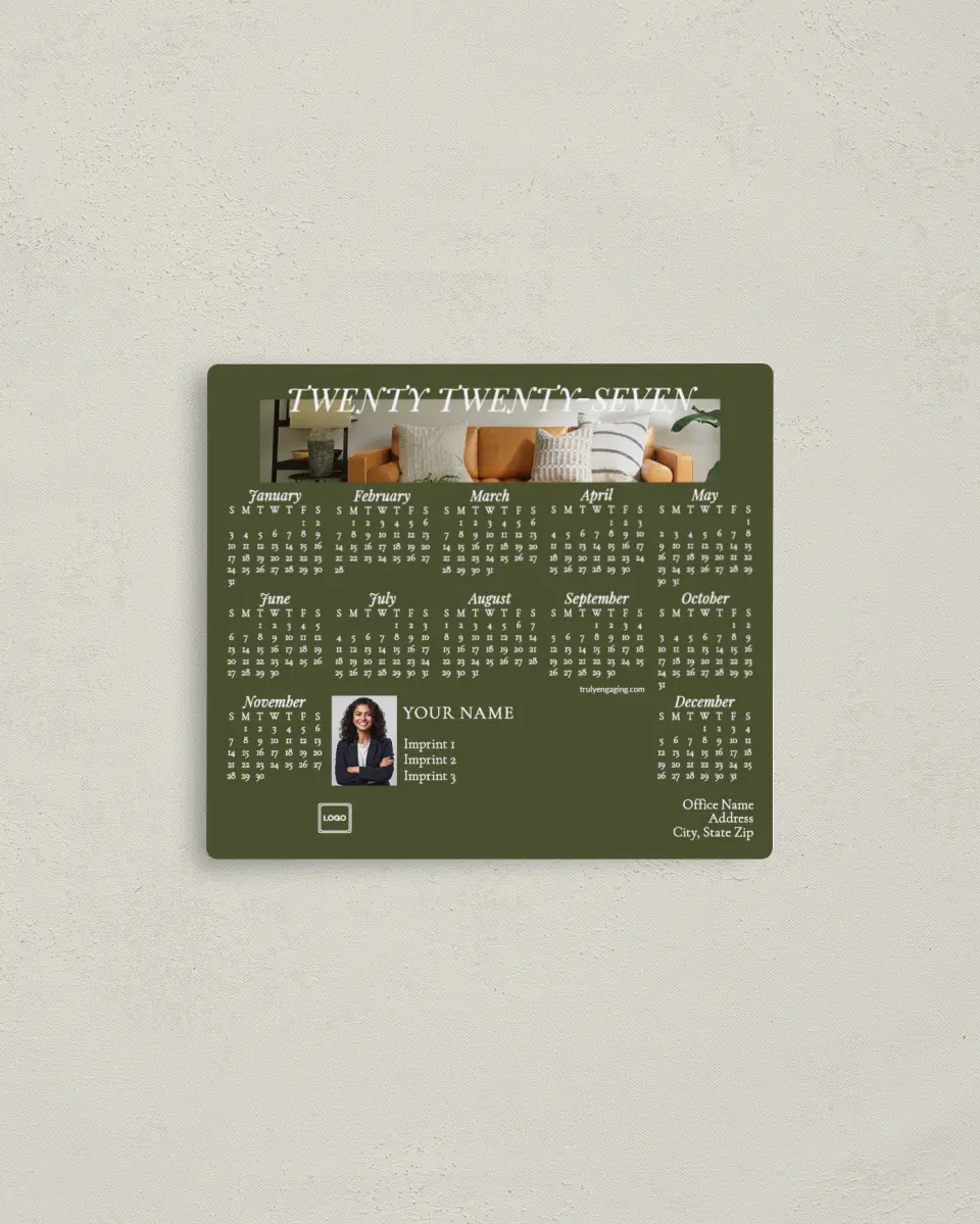 This is a 3½" x 4" Full Magnet Calendar called Sage Living printed in full color with a Standard Gloss finish