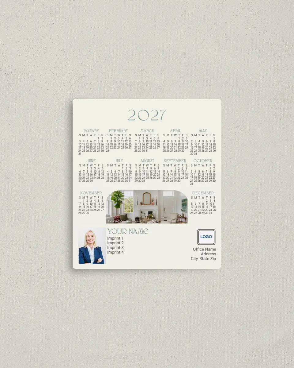 This is a 3½" x 4" Full Magnet Calendar called Gold Arch printed in full color with a Standard Gloss finish