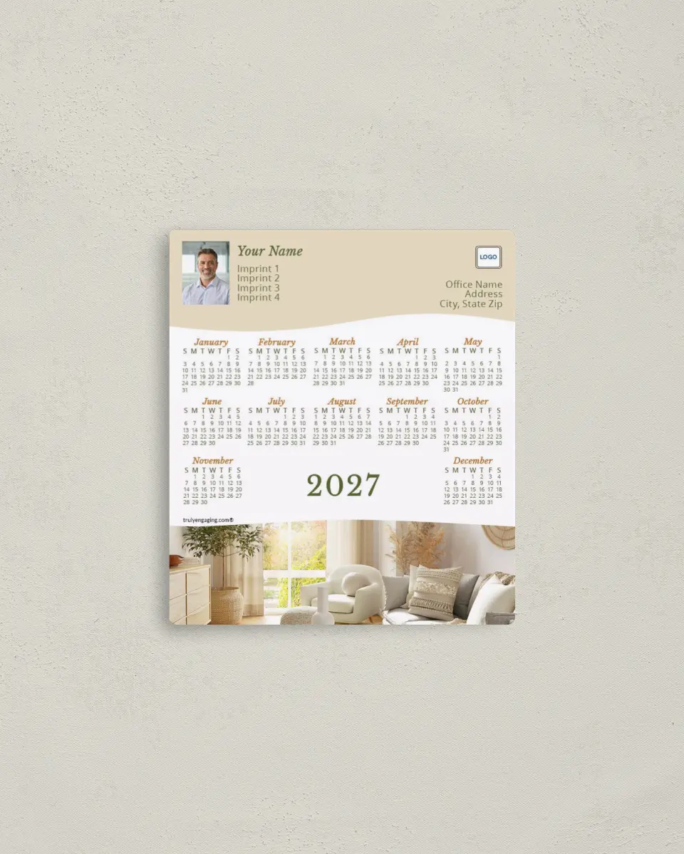This is a 3½" x 4" Full Magnet Calendar called Boho Wave printed in full color with a Standard Gloss finish
