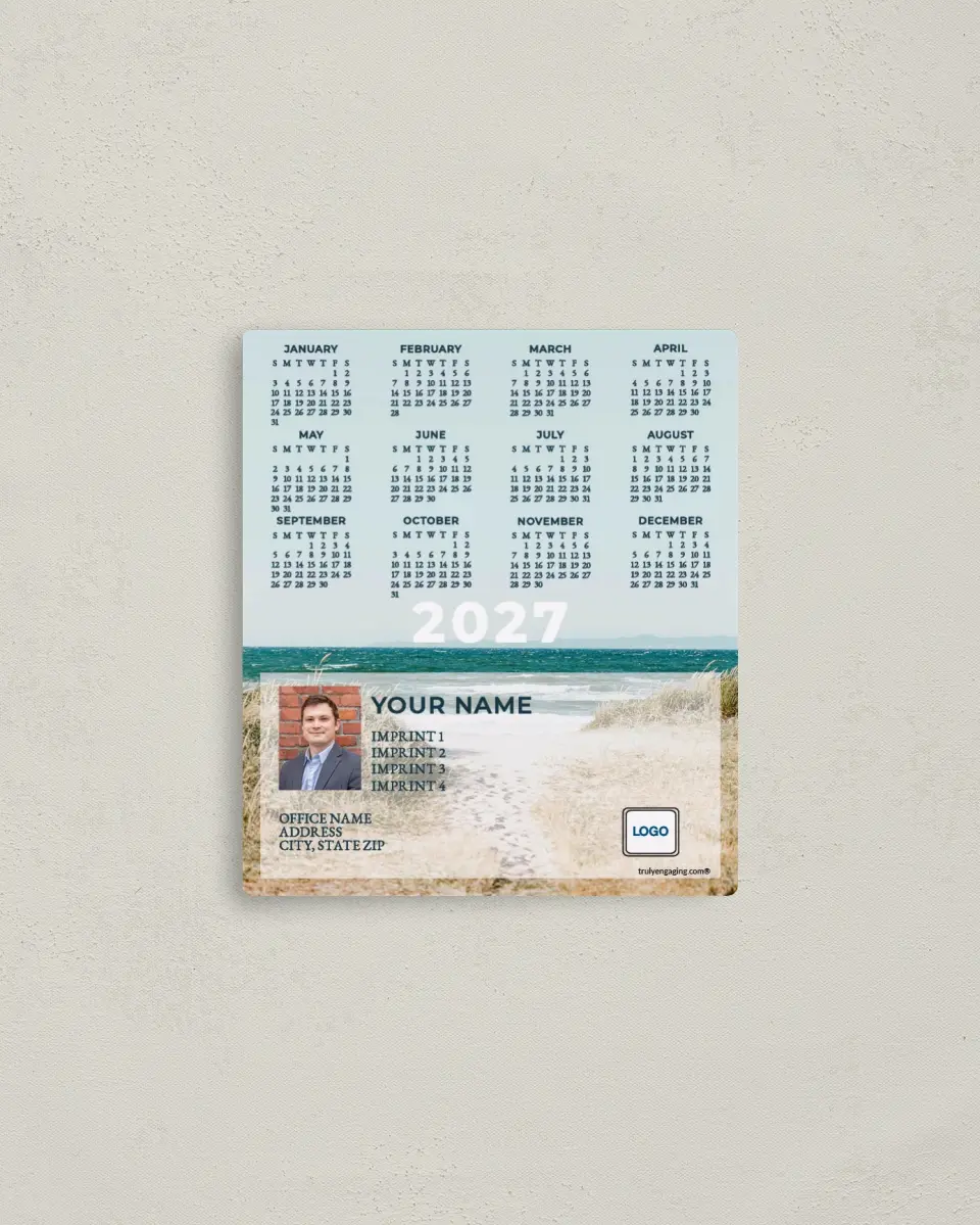 This is a 3½" x 4" Full Magnet Calendar called Sand Dunes printed in full color with a Standard Gloss finish