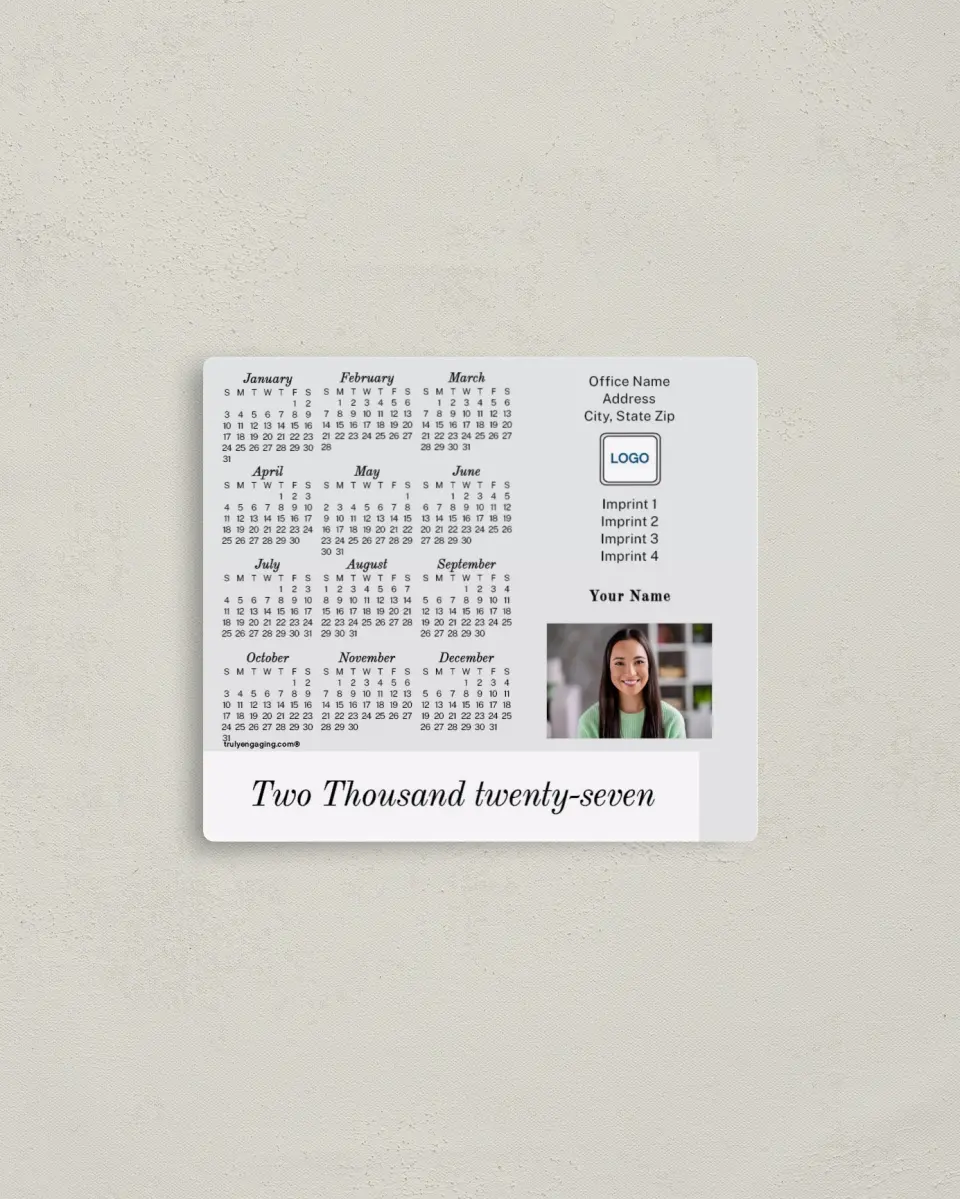 This is a 3½" x 4" Full Magnet Calendar called Pure Bliss printed in full color with a Standard Gloss finish