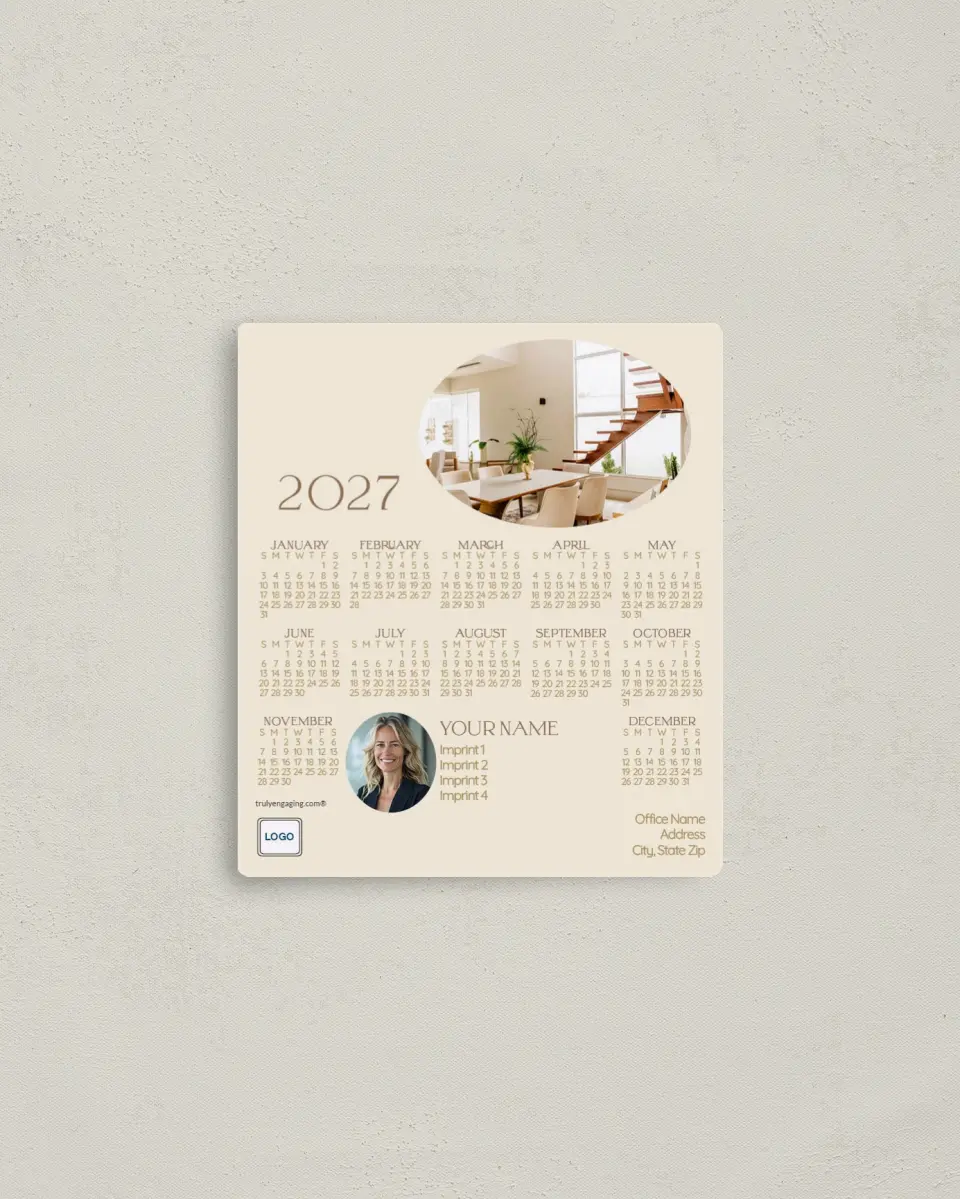 This is a 3½" x 4" Full Magnet Calendar called Sweet Abode printed in full color with a Standard Gloss finish