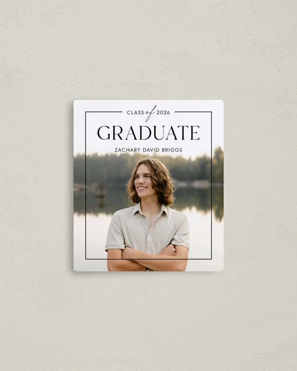 This is a 3½" x 4" Graduation Announcement Magnet called Pure Frame printed in full color with a Luxe Satin finish