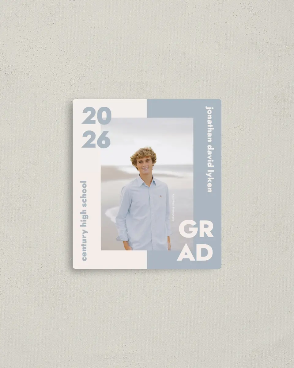 This is a 3½" x 4" Graduation Announcement Magnet called Changing Chapters printed in full color with a Luxe Satin finish