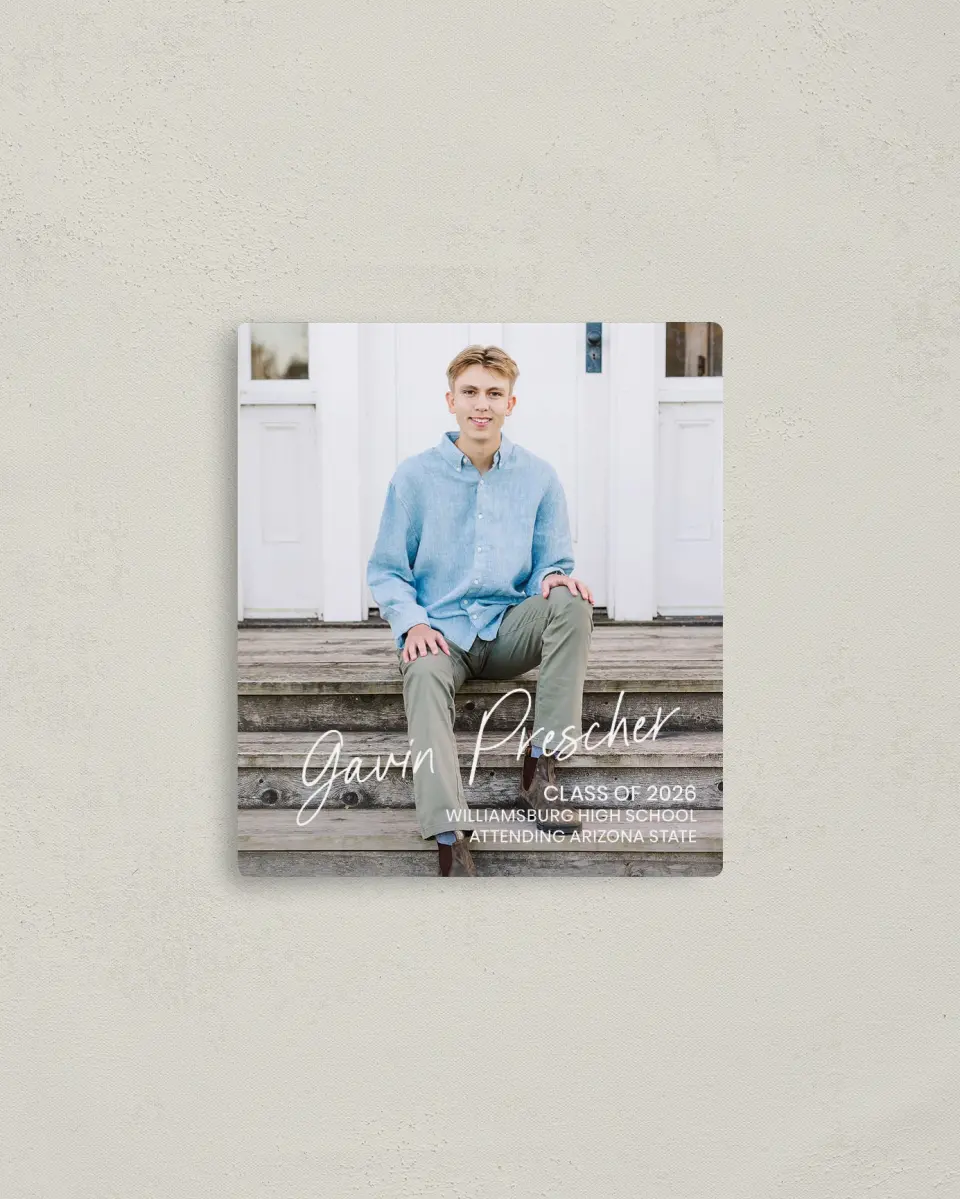 This is a 3½" x 4" Graduation Announcement Magnet called Simple Grad printed in full color with a Luxe Satin finish