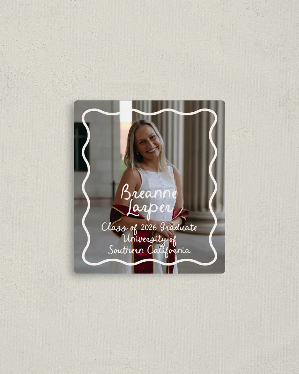 This is a 3½" x 4" Graduation Announcement Magnet called Walking the Stage printed in full color with a Luxe Satin finish