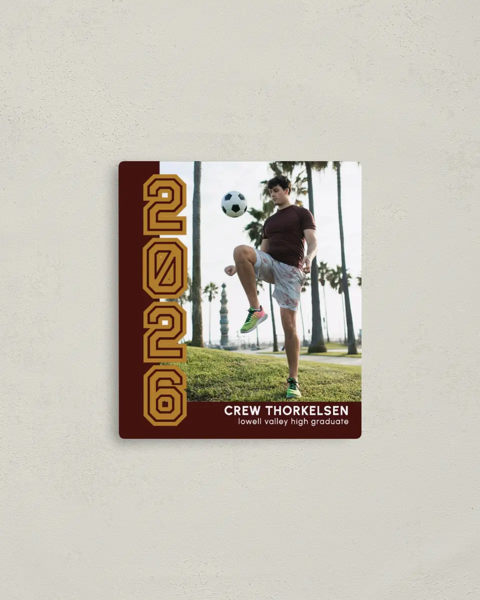 This is a 3½" x 4" Graduation Announcement Magnet called Competitive Nature printed in full color with a Luxe Satin finish