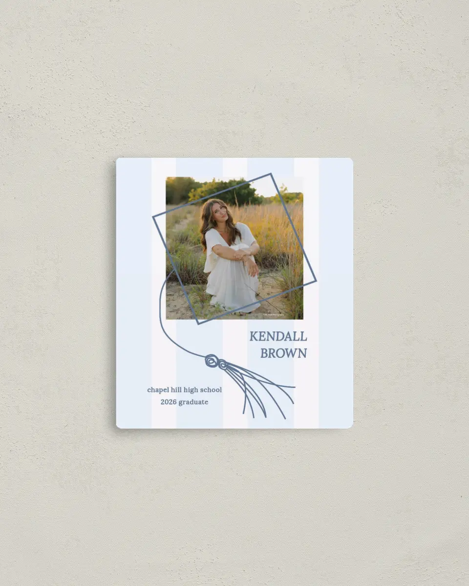 This is a 3½" x 4" Graduation Announcement Magnet called Graduation Art printed in full color with Gold foil and a Luxe Satin finish