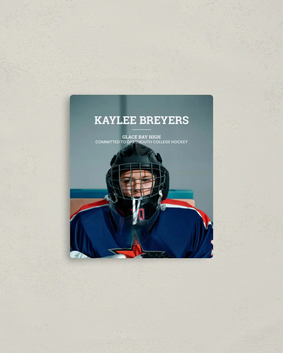 This is a 3½" x 4" Graduation Announcement Magnet called Sports Graduate printed in full color with a Luxe Satin finish