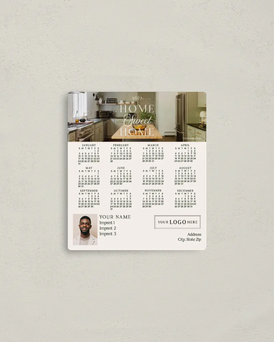 This is a 3½" x 4" Full Magnet Calendar called Sweetly Home printed in full color with a Standard Gloss finish