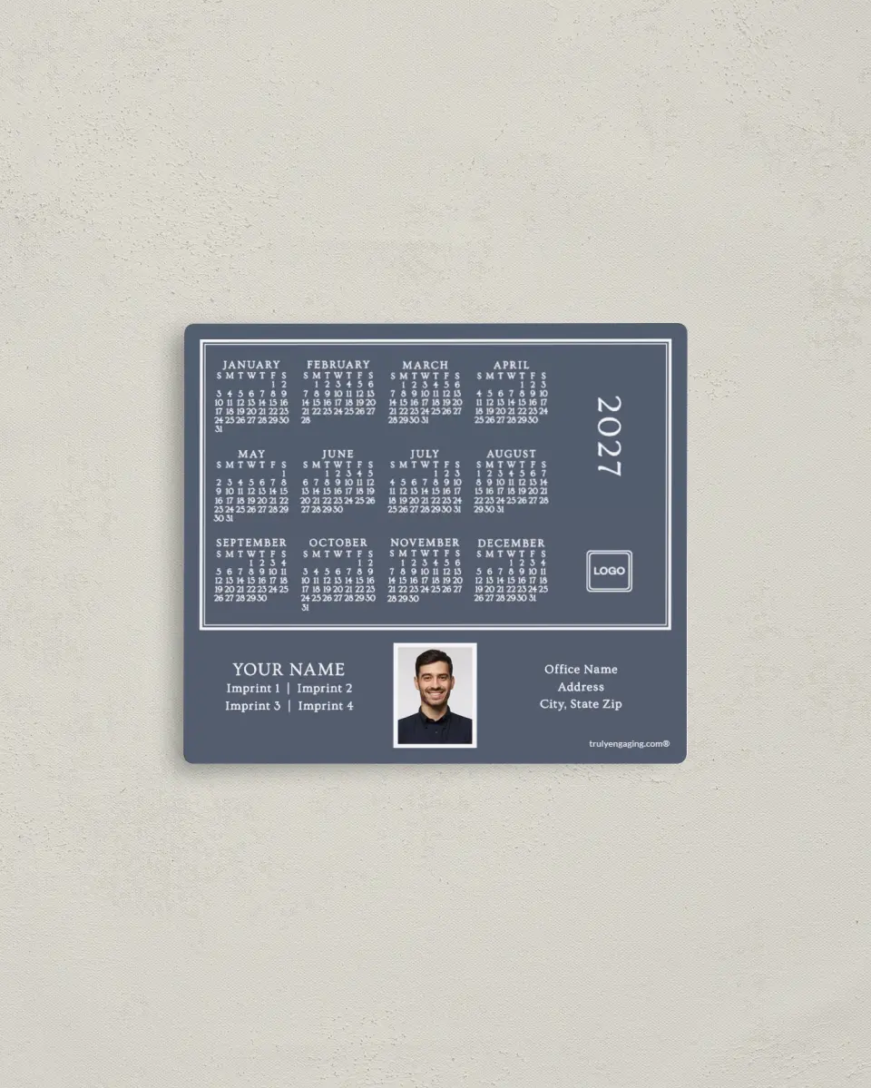 This is a 3½" x 4" Full Magnet Calendar called Crisp Lines printed in full color with a Standard Gloss finish