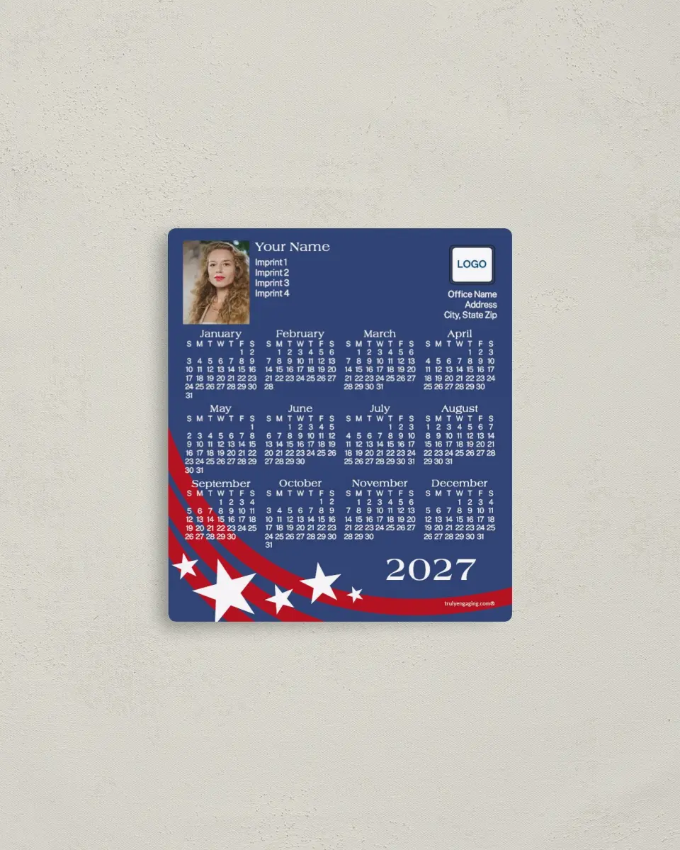 This is a 3½" x 4" Full Magnet Calendar called Land of the Free printed in full color with a Standard Gloss finish
