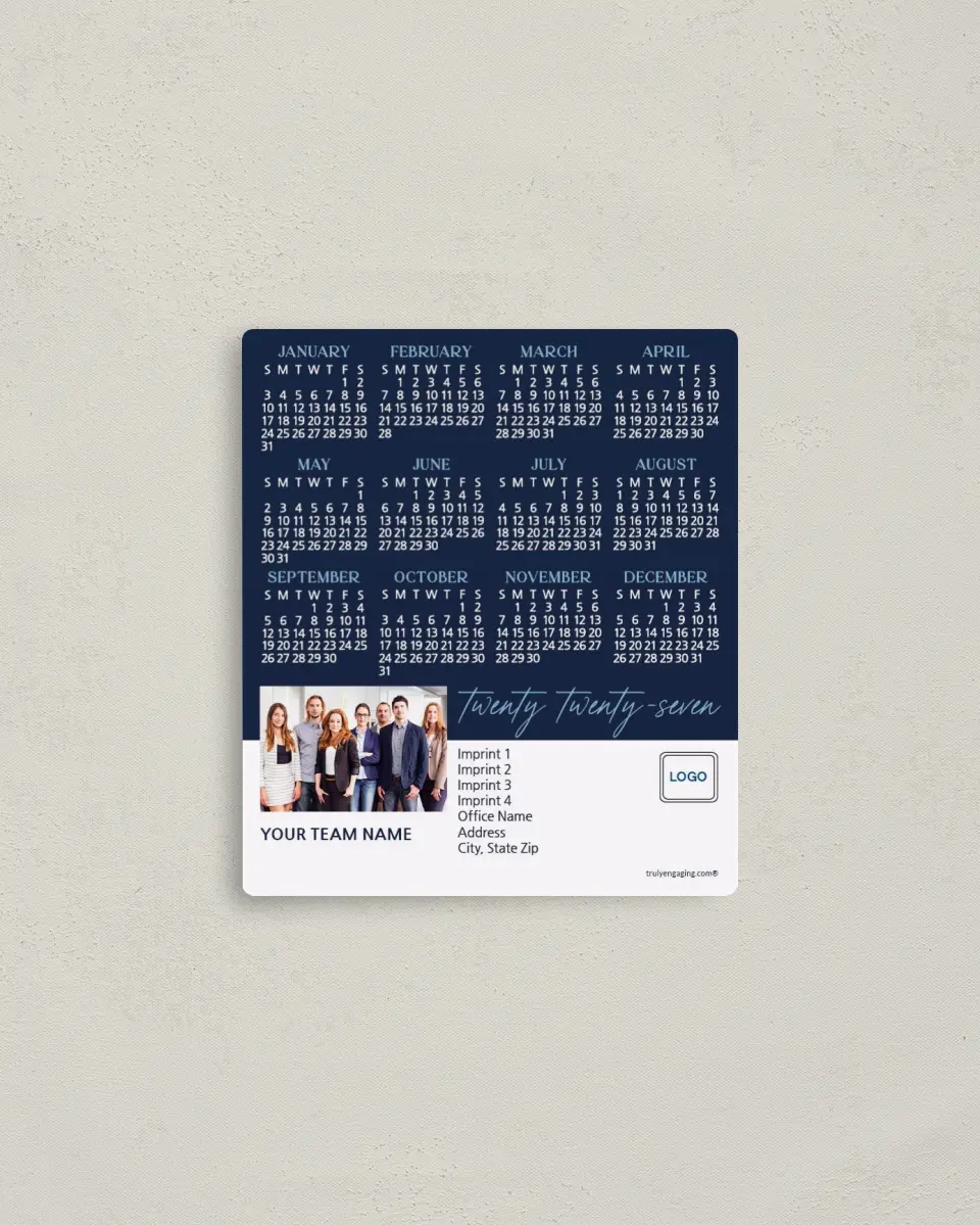 This is a 3½" x 4" Full Magnet Calendar called Professional Team printed in full color with a Standard Gloss finish