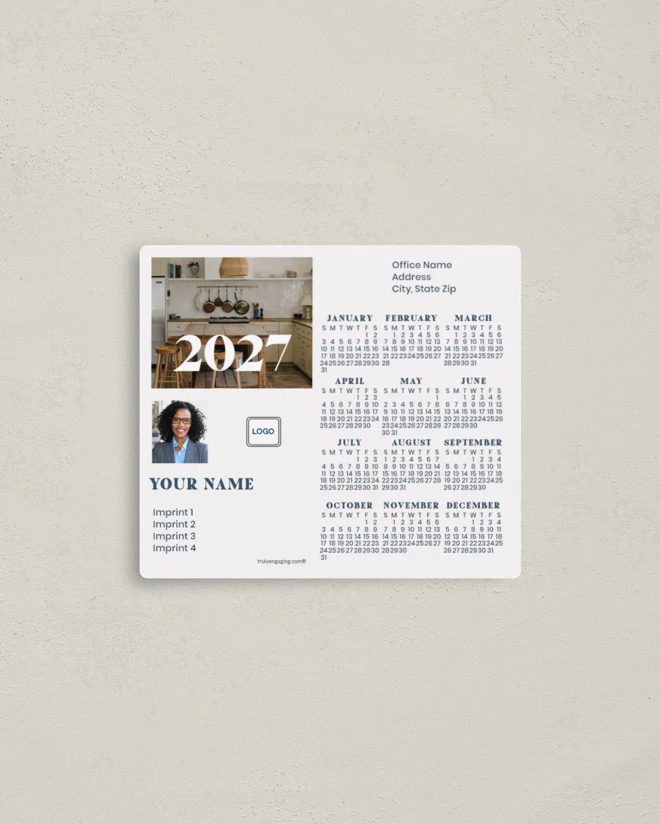 This is a 3½" x 4" Full Magnet Calendar called Home Base printed in full color with a Standard Gloss finish