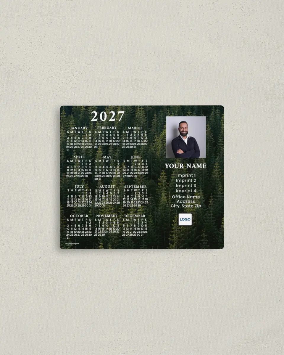 This is a 3½" x 4" Full Magnet Calendar called Forest Trail printed in full color with a Standard Gloss finish