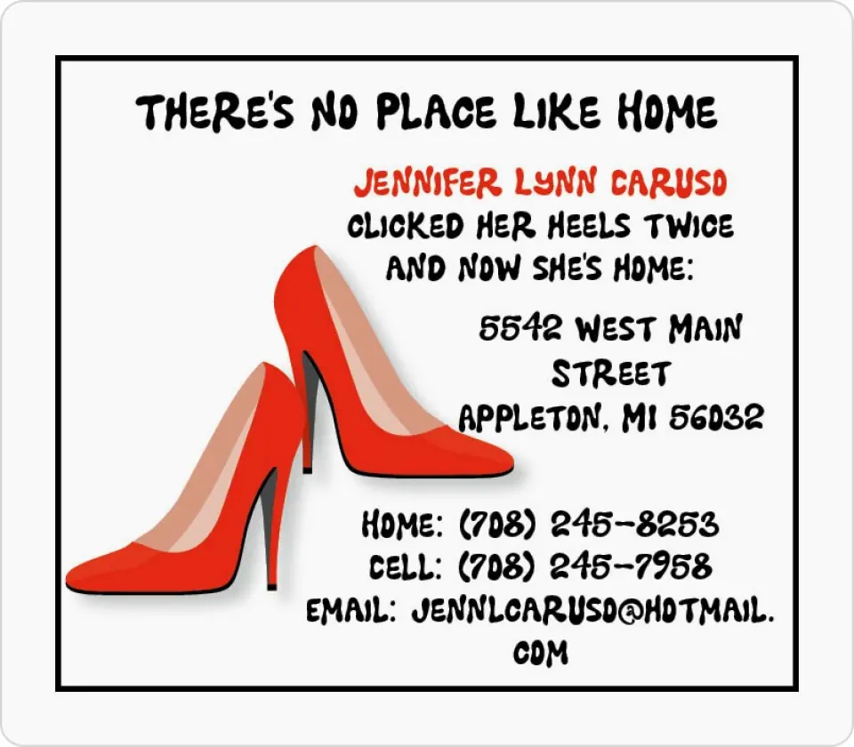 This is a 3½" x 4" Moving Announcement Magnet called There's No Place Like Home printed in full color with a Luxe Satin finish