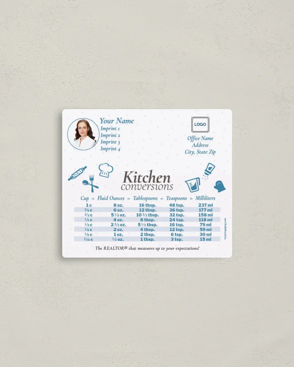 This is a 3½" x 4" Kitchen Conversion called Silk Texture printed in full color with a Standard Gloss finish