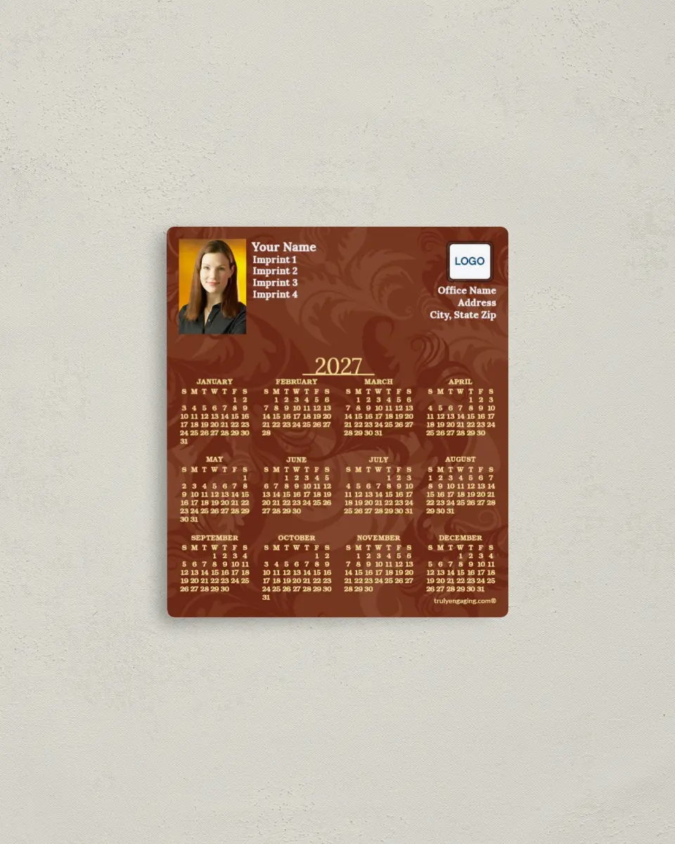 This is a 3½" x 4" Full Magnet Calendar called Unique Pattern printed in full color with a Standard Gloss finish