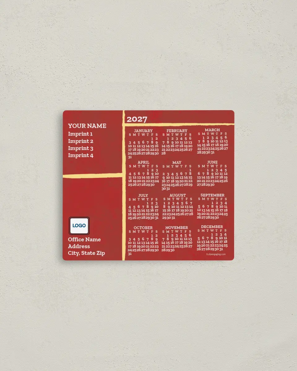 This is a 3½" x 4" Full Magnet Calendar called Retro Squares printed in full color with a Standard Gloss finish