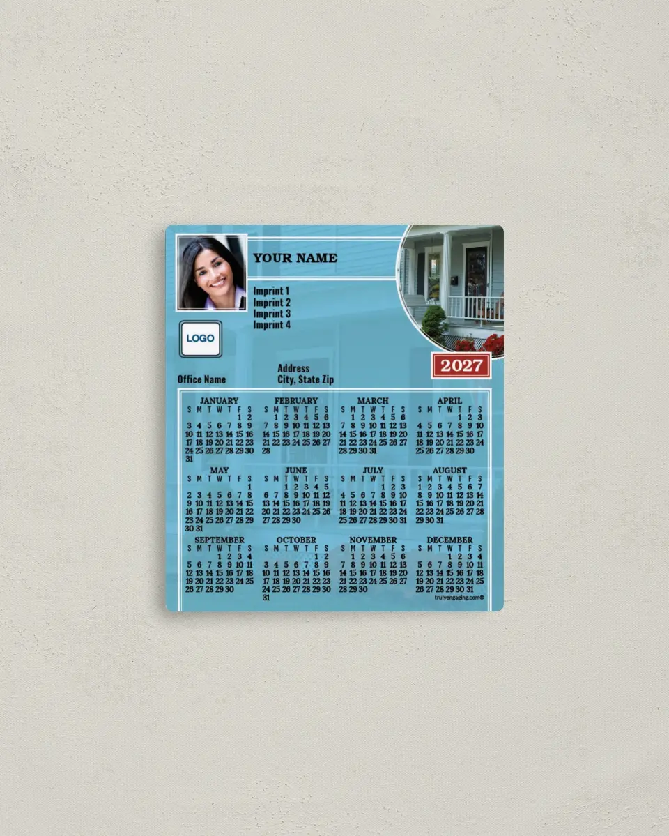 This is a 3½" x 4" Full Magnet Calendar called Welcome Home printed in full color with a Standard Gloss finish