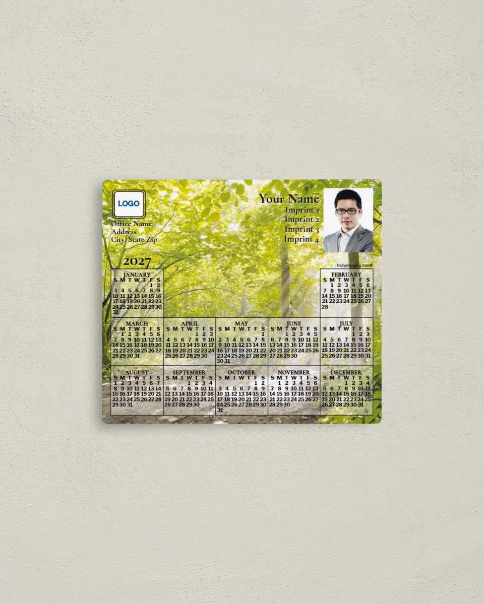 This is a 3½" x 4" Full Magnet Calendar called Trees printed in full color with a Standard Gloss finish