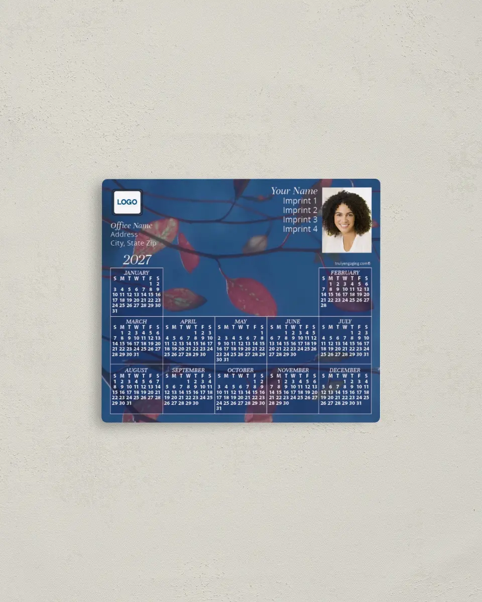 This is a 3½" x 4" Full Magnet Calendar called Leaves printed in full color with a Standard Gloss finish