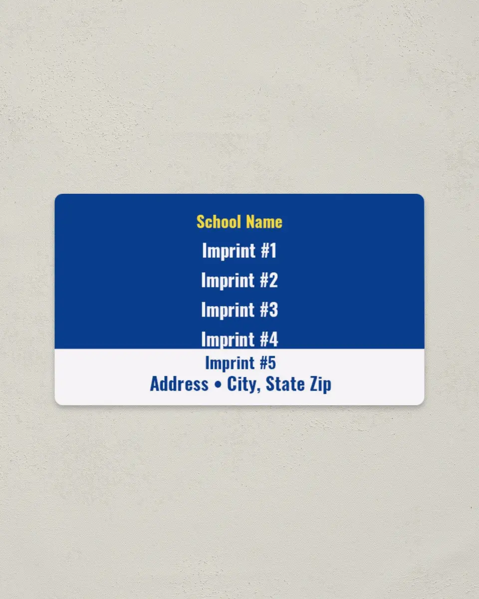 This is a 2" x 3½" School Contact Magnet called Band Across Bottom printed in full color