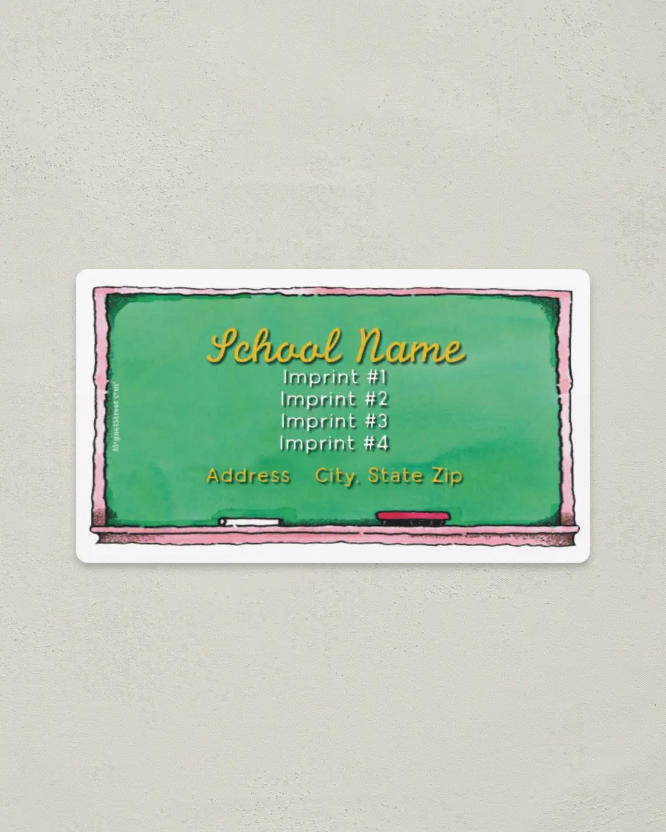 This is a 2" x 3½" School Contact Magnet called Chalkboard printed in full color