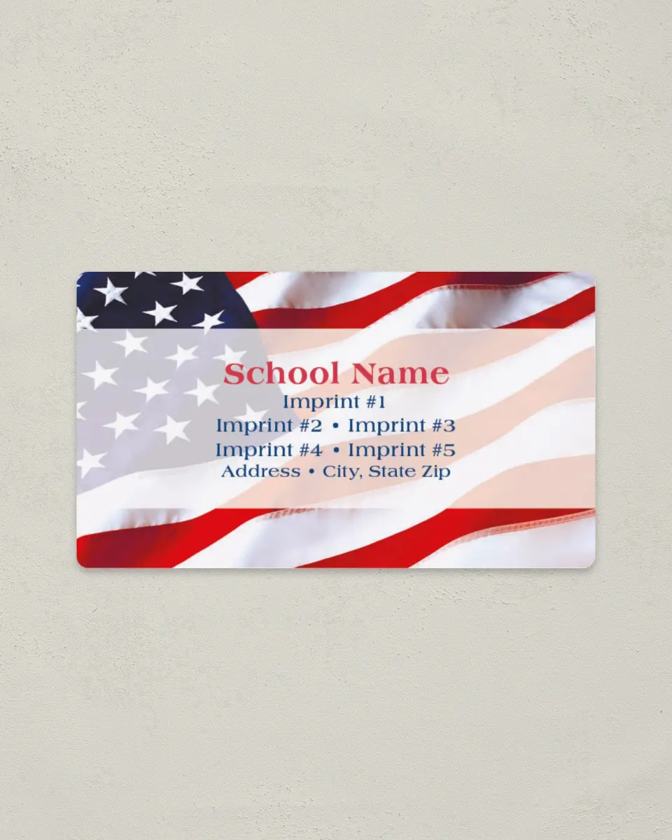 This is a 2" x 3½" School Contact Magnet called Flag printed in full color